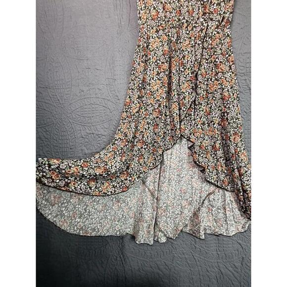 Grecerelle Brown Floral Flutter Sleeve Maxi Dress Size M - Picture 3 of 9